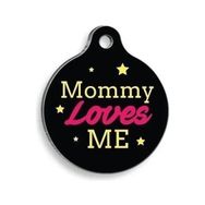 Pet Tag Art Qr Smart ID Mommy Loves Me Siyah Kedi ve Köpek Künyesi