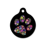 Pet Tag Art Qr Smart ID Renkli Çiçekli Pati Desenli Kedi Köpek Künyesi