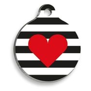 Pet Tag Art Red Heart Yuvarlak Kedi ve Köpek Künyesi