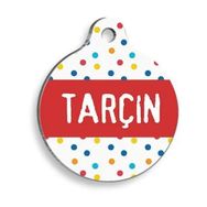 Pet Tag Art Renkli Puantiyeli Yuvarlak Şekilli Kedi ve Köpek Künyesi