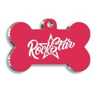 Pet Tag Art Rock Star Pembe Kemik Şekilli Köpek Künyesi
