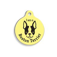 Pet Tag Art Sarı Boston Terrier Yuvarlak Köpek Künyesi