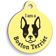 Pet Tag Art Sarı Boston Terrier Yuvarlak Large 3.8 cm Köpek Künyesi