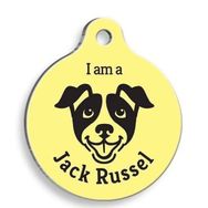 Pet Tag Art Sarı Jack Russel Yuvarlak Small 2.5 cm Köpek Künyesi