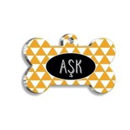 Pet Tag Art Sarı Üçgenli Kemik Şekilli Köpek Künyesi