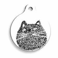 Pet Tag Art Şaşkın Kedi Yuvarlak Small 2.5 cm Kedi Künyesi