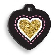 Pet Tag Art Simli Kalp Pembe Siyah Köpek Künyesi