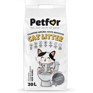 Petfor 20 lt Aktif Karbonlu Beyaz Bentonit Topaklanan Kedi Kumu