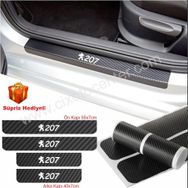 Peugeot 207 4 Adet Karbon Kapı Eşiği Sticker