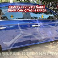 Peugeot 301 2012 Üzeri Paslanmaz Çelik 4 Parça Krom Cam Çıtası