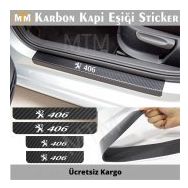Peugeot 406 4 Adet Karbon Kapı Eşiği Sticker