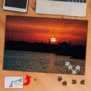 PF82 Kızıl Gökyüzü Cami Silüeti 240 Parça Puzzle Yapboz Tablo