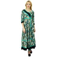 Phagun Çiçekli Tasarımcı Anarkali Kurti Pamuk Etnik Kurta Günlük Çok Renkli Kadın Elbise