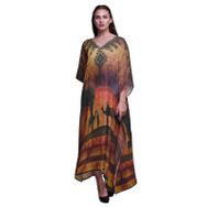 Phagun Deve Mughal Kaftan Ev Giysisi Maksi Plaj Örtüsü Medium Turuncu Kadın Elbise