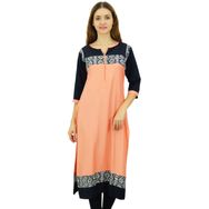 Phagun Etnik Kurti Hintli Tasarımcı Bollywood Kurta Şeftali Kadın Tunik Elbise