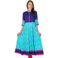Phagun Hint Kurta Bollywood Tasarımcı Etnik Kurti Pamuk Bue Magenta Kadın Tunik Elbise