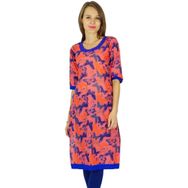 Phagun Hintli Tasarımcı Bollywood Kurta Etnik Kurti Günlük Somon Bulanık Kadın Elbise