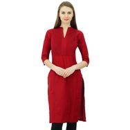Phagun Kadın Pamuklu Etnik Kurta Günlük Resmi Hint Kurti Kırmızı Kadın Tunik