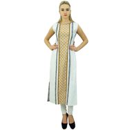 Phagun Kadın Tasarımcı Pamuk Düz Kurti Kurta Günlük Hint Beyaz Kadın Tunik
