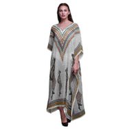 Phagun Kaftan Tribal Afrikalı Büyük Beden Plaj Örtüsü Kimono Beyaz Kadın Elbise