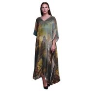 Phagun Kaftan Uzun Plaj Bikini Örtü Maksi Medium Sarı Kadın Elbise