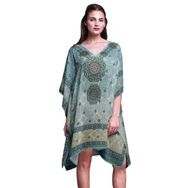 Phagun Kısa Plaj Kaftan Bikini Örtü Midi Açık Mavi Kadın Elbise