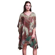 Phagun Kısa Plaj Kaftan Bikini Örtü Midi Bordo Kadın Elbise
