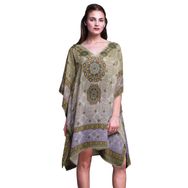 Phagun Kısa Plaj Kaftan Bikini Örtü Midi Çok Renkli Kadın Elbise