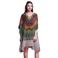Phagun Kısa Plaj Kaftan Bikini Örtü Midi Goldenrod Kadın Elbise