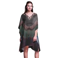 Phagun Kısa Plaj Kaftan Bikini Örtü Midi Kırmızı Kadın Elbise