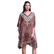 Phagun Kısa Plaj Kaftan Bikini Örtü Midi Lavanta Kadın Elbise