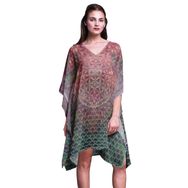 Phagun Kısa Plaj Kaftan Bikini Örtü Midi Pembe Kadın Elbise