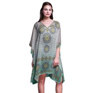 Phagun Kısa Plaj Kaftan Bikini Örtü Midi Sea Green Kadın Elbise