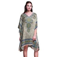 Phagun Kısa Plaj Kaftan Bikini Örtü Midi Yosun Yeşili Kadın Elbise