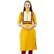 Phagun Kurta Günlük Pamuklu Yazlık Sarı Kadın Tunik