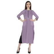 Phagun Kurti Günlük Uzun 3/4 Kollu Tasarımcı Boyun Etnik Kurta Menekşe Kadın Elbise