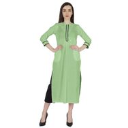 Phagun Kurti Günlük Uzun 3/4 Kollu Tasarımcı Boyun Etnik Kurta Nane Yeşili Kadın Elbise