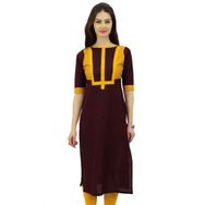 Phagun Kurti Hint Etnik Pamuk Günlük Düz Kurta Bordo Kadın Tunik