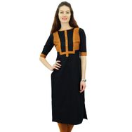 Phagun Kurti Hint Etnik Pamuk Günlük Düz Kurta Siyah Kadın Tunik