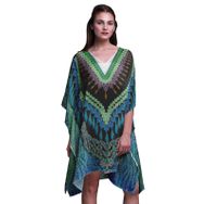 Phagun Mavi Tribal Afrika Plaj Kaftan Bikini Örtü Midi Cam Göbeği Mavisi Kadın Elbise