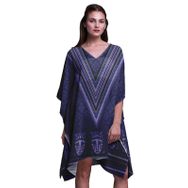Phagun Mavi Tribal Afrika Plaj Kaftan Bikini Örtü Midi Koyu Mor Kadın Elbise