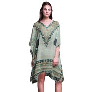 Phagun Mavi Tribal Afrika Plaj Kaftan Bikini Örtü Midi Pastel Nane Yeşili Kadın Elbise