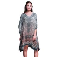 Phagun Plaj Kaftan Bikini Örtü Midi Kısa Kaftan Tozlu Mavi Kadın Elbise
