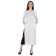 Phagun Rayon Gota Patti Uzun Tasarımcı Kurti Hint Etnik Katı Kurta Beyaz Kadın Elbise