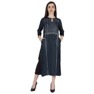 Phagun Rayon Gota Patti Uzun Tasarımcı Kurti Hint Etnik Katı Kurta Lacivert Kadın Elbise