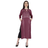 Phagun Rayon Gota Patti Uzun Tasarımcı Kurti Hint Etnik Katı Kurta Mor Kadın Elbise