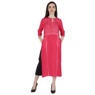 Phagun Rayon Gota Patti Uzun Tasarımcı Kurti Hint Etnik Katı Kurta Pembe Kadın Elbise