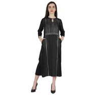 Phagun Rayon Gota Patti Uzun Tasarımcı Kurti Hint Etnik Katı Kurta Siyah Kadın Elbise