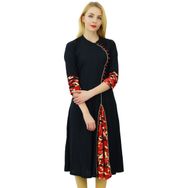 Phagun Suni İpek Düz Desenli Kurti Etnik Tasarımcı Kurta Günlük Siyah Kadın Elbise