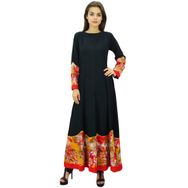 Phagun Tasarımcı Anarkali Kurti Etnik Günlük Kloş Kurta Siyah Kadın Elbise